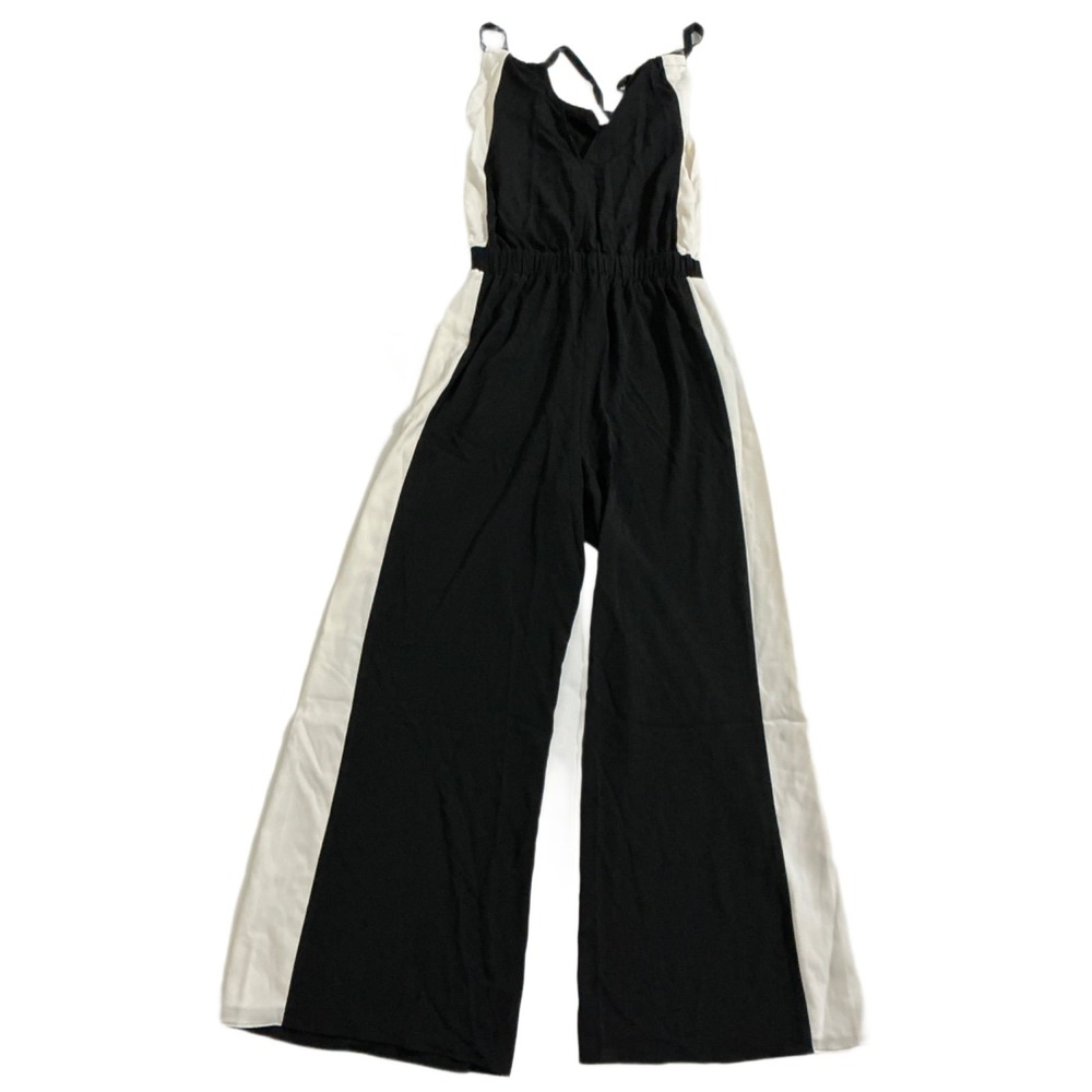 Express Jumpsuit Womens M Black Ivory Colorblock Wide Leg Sleeveless NWT $88